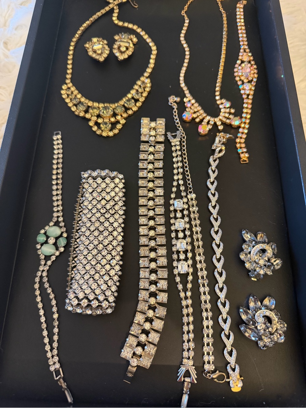 Vintage Rhinestone Jewelry Lot – Necklaces, Bracelets & Earrings